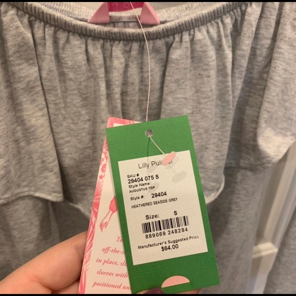 Lilly Pulitzer Heather Grey Augustus Top! Size S - Picture 5 of 5